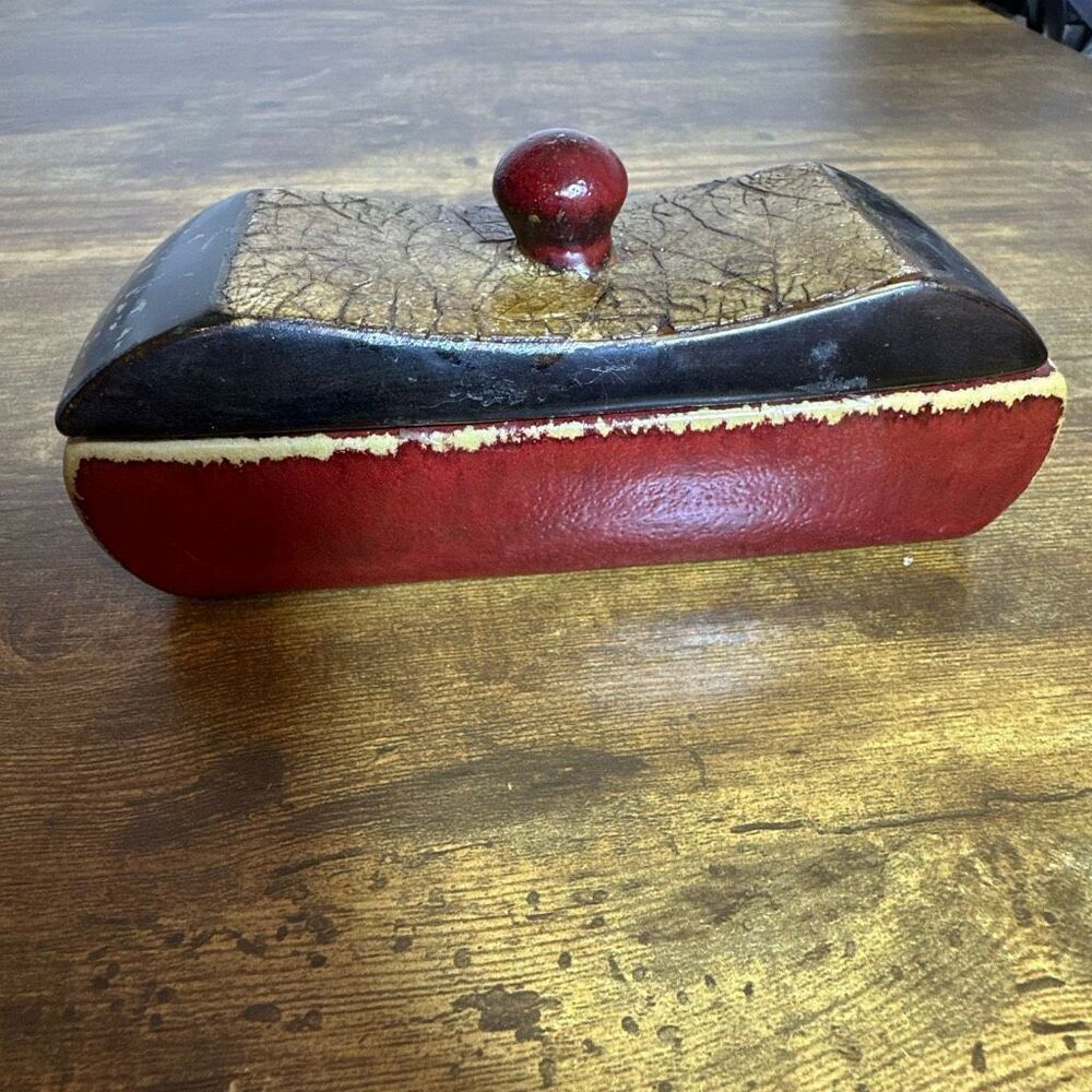 Bombay Company‎ Vintage Ceramic Art Nouveau Pottery Trinket Box Dish Holder